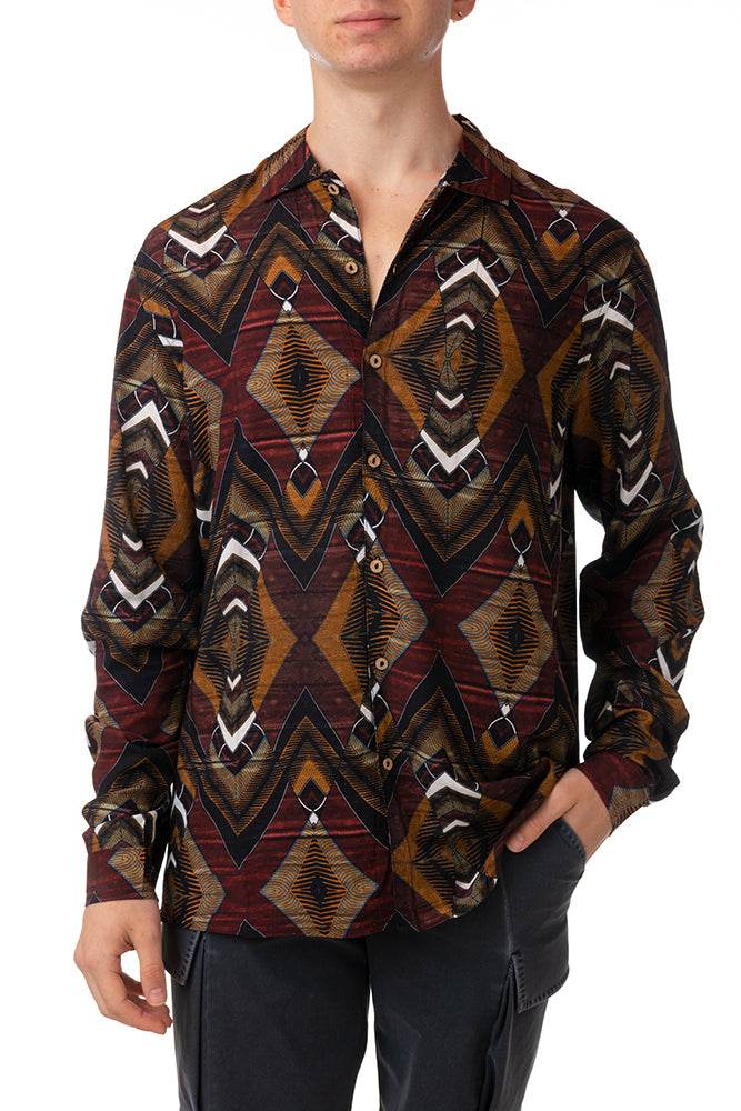 MAGLIA CAMICIA UOMO MARRONE SHIRT CONGO TOOCO